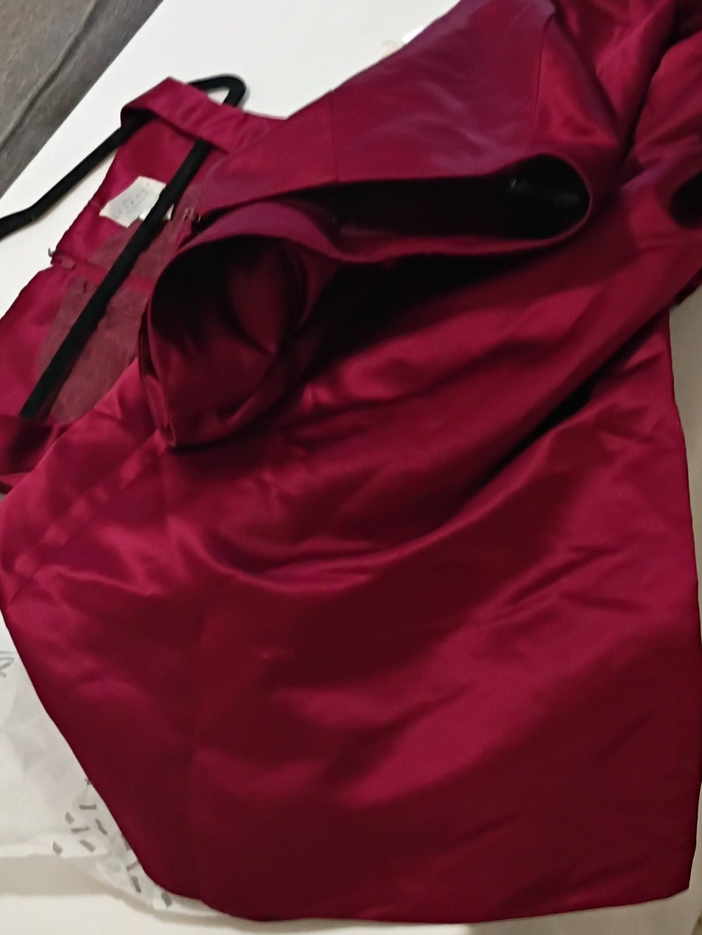 Bill Levkoff Strapless Satin Dress in Deep Berry